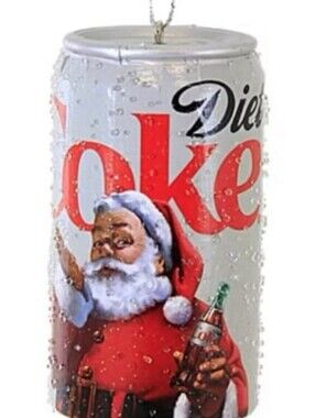 Coca Cola Diet Can Ornament Featuring Santa - Red & White
